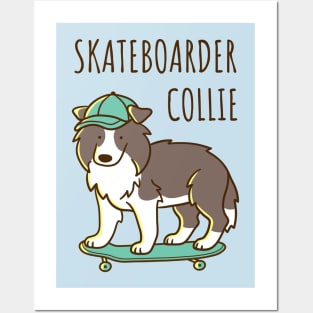 Skateboarder Collie Posters and Art